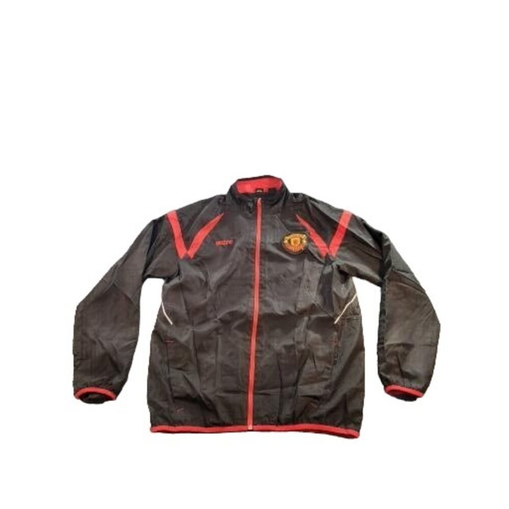 Manchester United Windbreaker Men Sz S MUFC Full Zip Black Red Soccer Sportswear